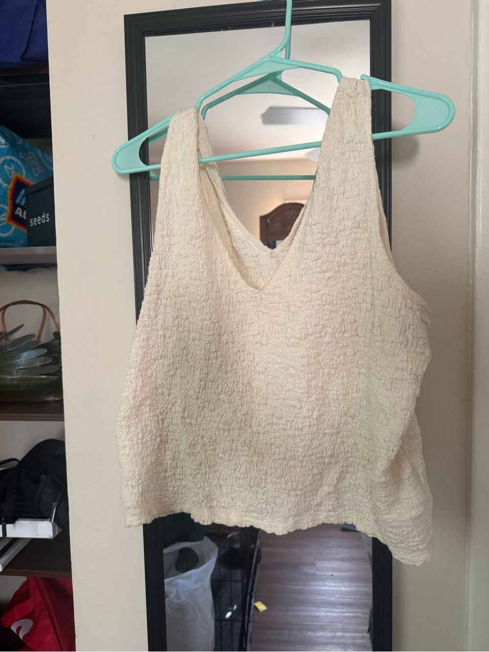 a new day Cream Textured V-Neck Tank